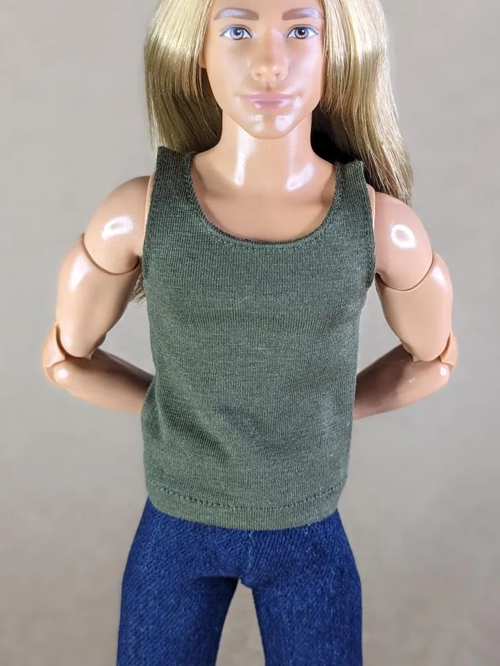 Olive tank top for 12 inch fashion male dolls