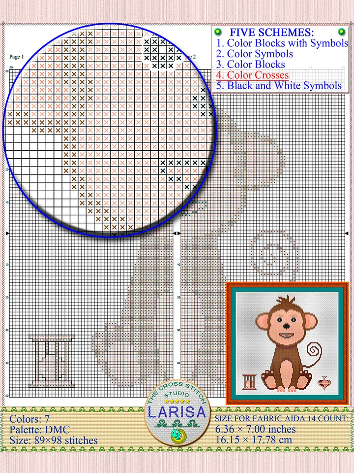 Monkey Cross Stitch Pattern | Charming Tailed Monkey Design