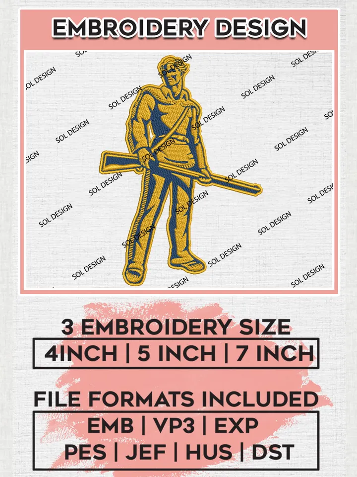 NCAA West Virginia Mountaineers Team Logo Embroidery Design Files, NCAA West Virginia Mountaineers Machine Embroidery, NCAA Teams, 3 sizes, NCAA Machine embroidery designs, Digital Download