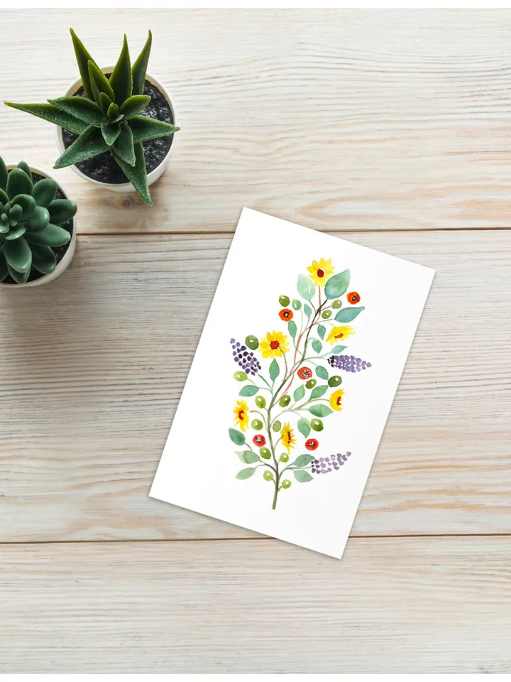 Greeting card Handmade Cards Watercolor Congratulations Cards Cute Appreciation Thank You Card Garden Botanical Flower Card Watercolor Cards