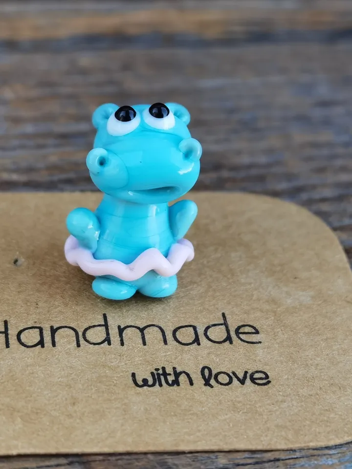Hippo figurine Hippo art Hippo gifts Hippo ornament Ballerina gifts Hippopotamus Hippo for Christmas Miniature animals Tiny glass animals