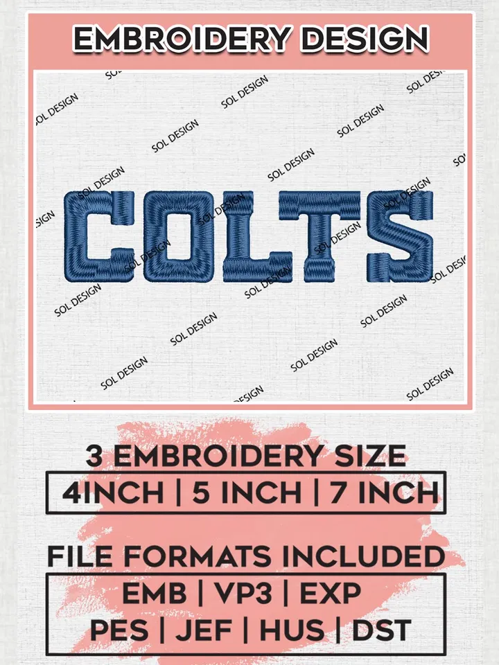 NFL Indianapolis Colts Wordmark Logo Embroidery Designs, NFL Colts, NFL Embroidery Designs, NFL Indianapolis Colts Machine Embroidery Design, Digital Download
