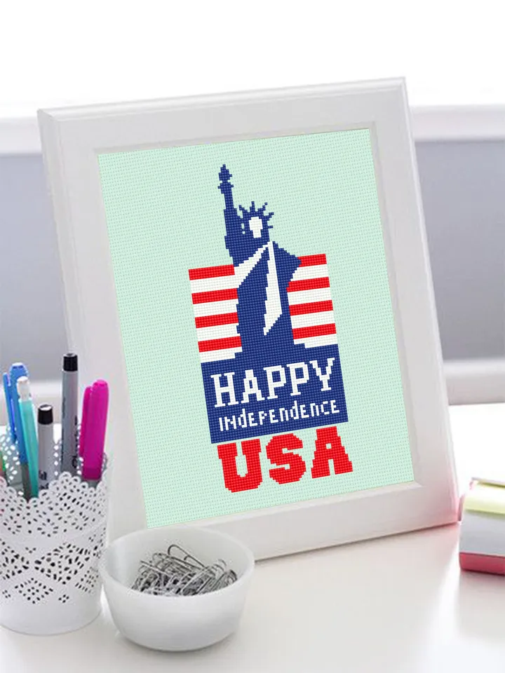 Statue of Liberty cross stitch pattern PDF download Patriotic cross stitch chart, Independence Day july 4 cross stitch, USA embroidery #T15