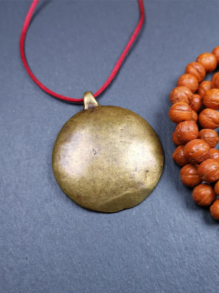 Gandhanra Handmade Tibetan Buddhist Amulet Badge,Shou-lao, the God of Longevity,Made of Copper, 1.57"