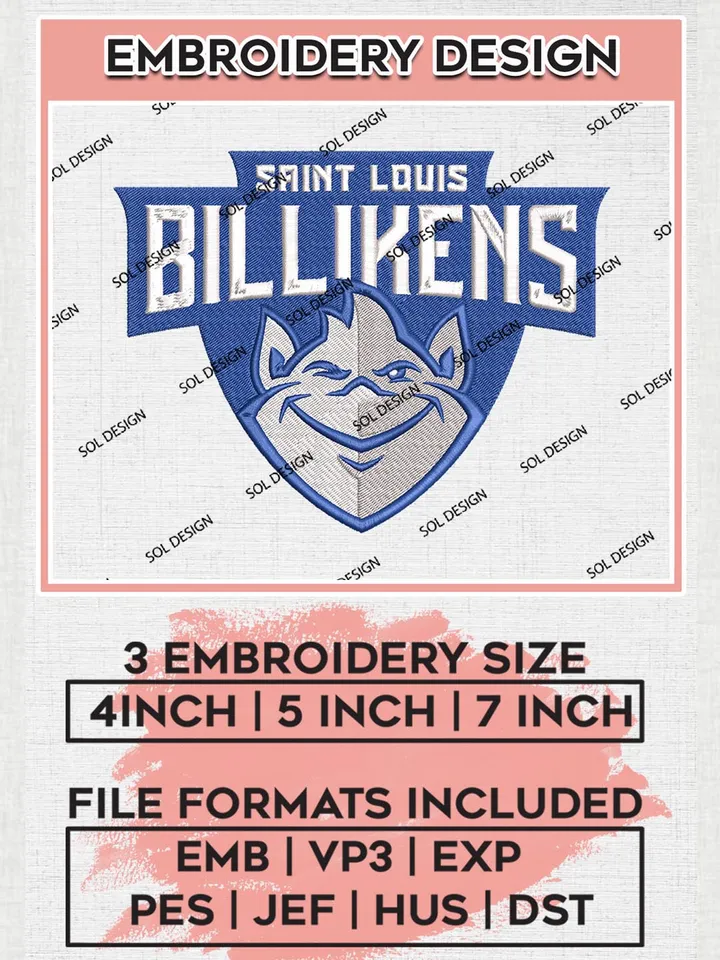 NCAA Saint Louis Billikens Team Mascot Logo Machine Embroidery Design, NCAA Saint Louis Billikens Team Design Design files, NCAA Team Embroidery Designs, NCAA Machine Embroidery Designs, Digital Download