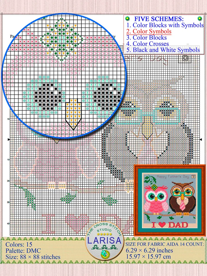 Father’s Day Cross Stitch Pattern | Two owls