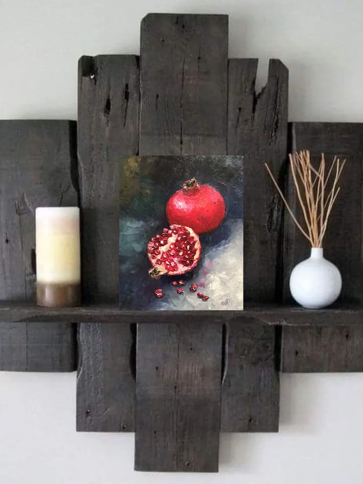 Fruits Original Painting Pomegranate Wall Art Kitchen Oil Still life