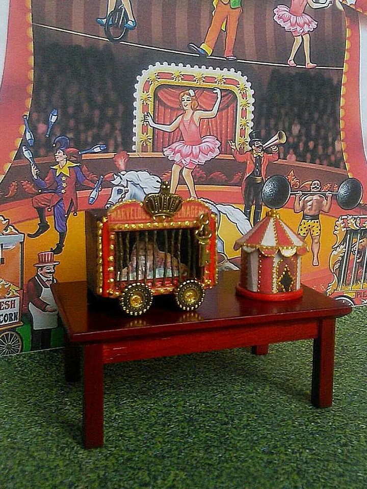 Doll circus. Animals in circus. A cage with animals.1:12 scale