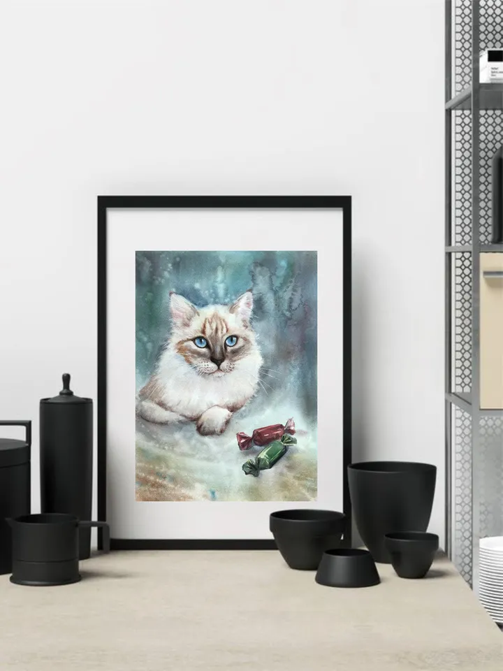 Kitty Painting Cats Original Painting Animals Watercolor Painting Cat Portrait