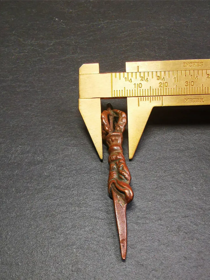 Gandhanra Antique Tibetan Amulet,Dragon Phurba,Kila(Dorje Phurba) , Trantic Buddhism Ritual Implement Pendant,Made of Copper,2.6"