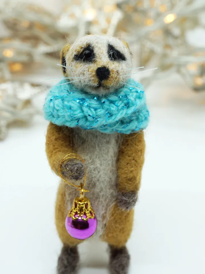 Robbie the meerkat, miniature needle felted meerkat, Christmas gift, needle felted animal, made to order
