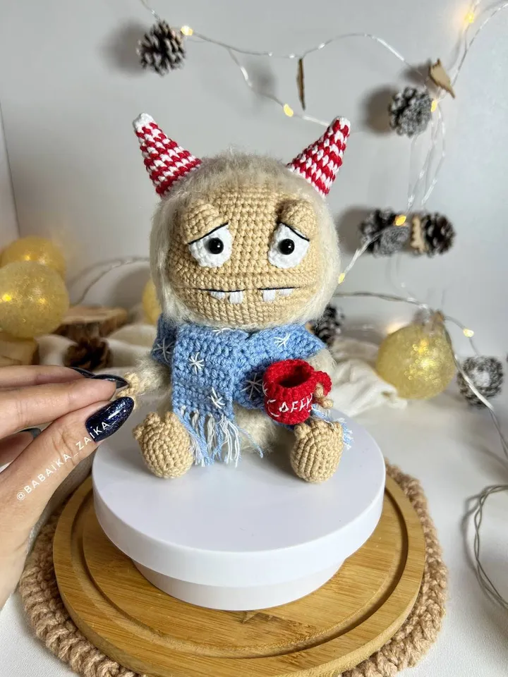 PDF Crochet Christmas Monster Pattern, Christmas Yeti Crochet Pattern, Animal Crochet Crochet Ornament Christmas baby Animal Christmas Decor