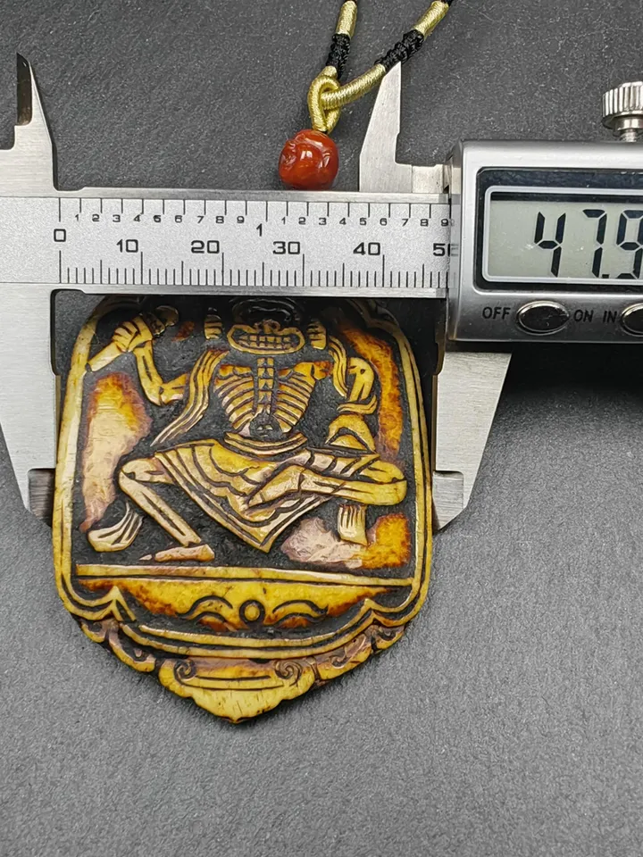 Authentic Citipati Master Kapala Pendant,Gandhanra Old Tibetan Amulet,Protective Charm,Spiritual Necklace,72mm × 58mm