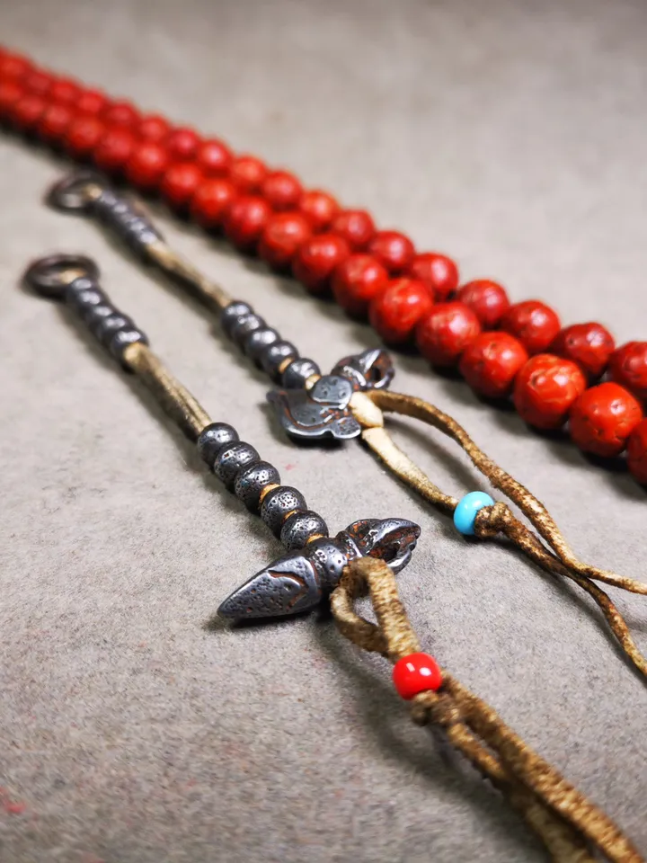 Gandhanra Handmade Tibetan Buddhist Mala Counters,Prayer Bead Counters,with Kartika and Kila Pendant,Made of Cold Iron