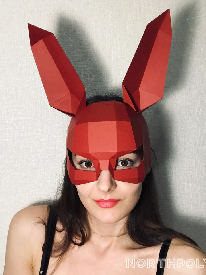 Rabbit Mask Papercraft, Digital Template, PDF Download, Gurko, 3D Low Poly Animal Mask, DIY Origami, Pepakura, Paper Mask, DIY Costume