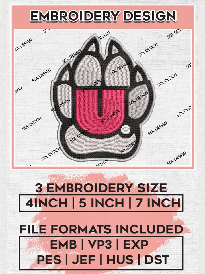 NCAA South Dakota Coyotes Team Footprint Logo Embroidery Design Files, NCAA South Dakota Coyotes Machine Embroidery, NCAA Teams, Game Day, 3 sizes, NCAA Machine embroidery designs, Digital Download