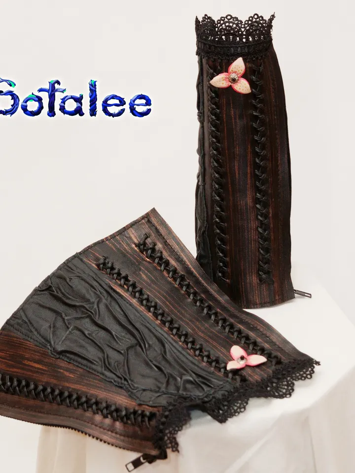 Genuine leather women's jacket bracelets, wide collar "Nagi" by Sofalee. Handmade exclusive coat purple black.