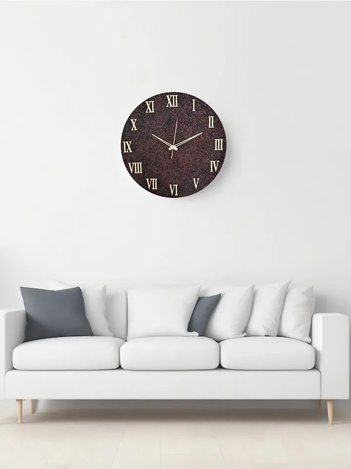 Large brown wall clock 50 cm Golden numbers Handmade clock Silent wall clock
