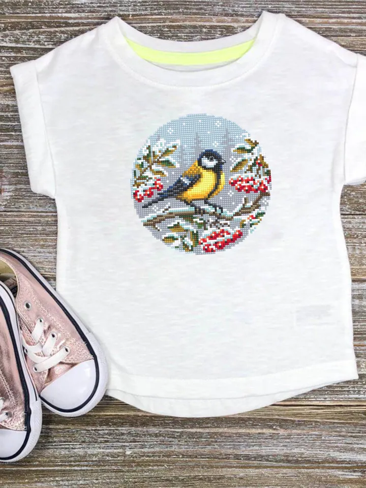 Winter bird cross stitch pattern PDF download Titmouse cross stitch chart, Christmas pattern digital PDF, Snow nature cross stitch #N166