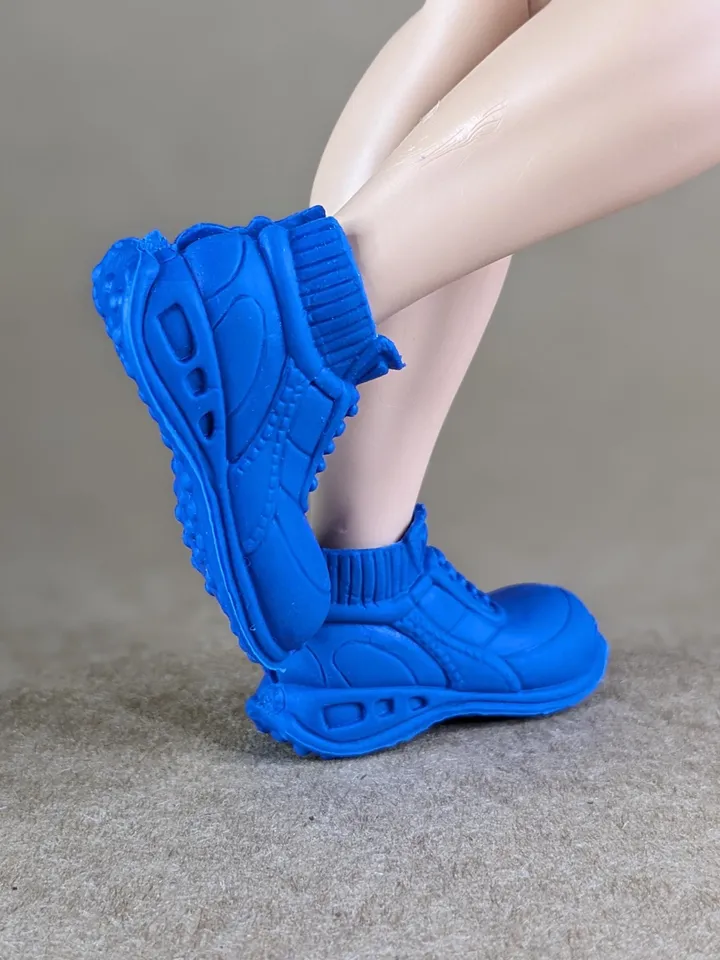Blue lace-up boots for wide feet for 1/6 scale male dolls