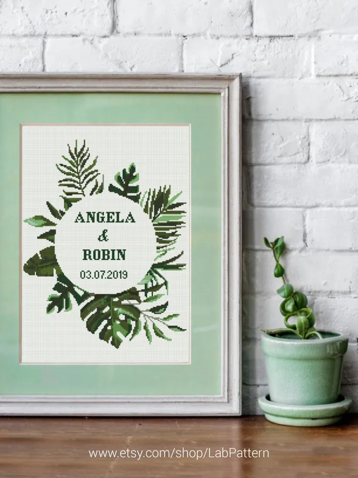 Wedding Date Frame and Alphabet Cross stitch pattern | Embroidery Pattern | Instant Download | Embroidery Designs