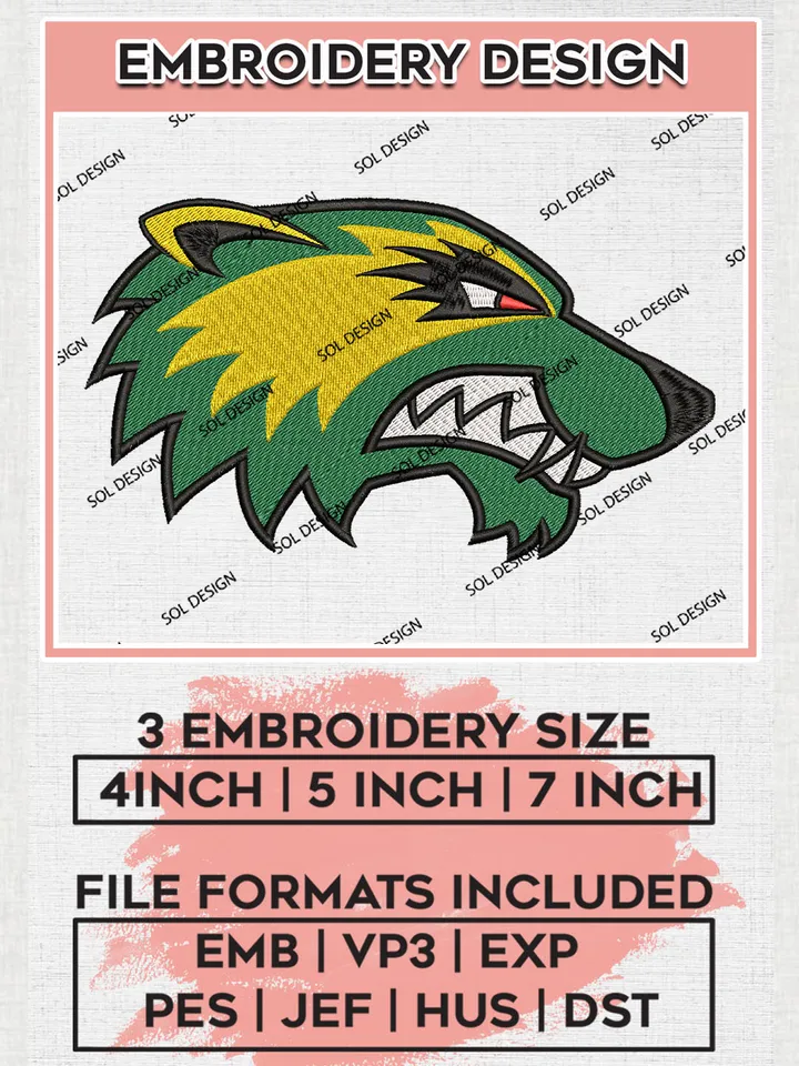 NCAA Utah Valley Football Team Head Mascot Logo Embroidery Design Files, NCAA Utah Valley Wolverines Machine Embroidery, NCAA Teams, Game Day, 3 sizes, NCAA Machine embroidery designs, Digital Download