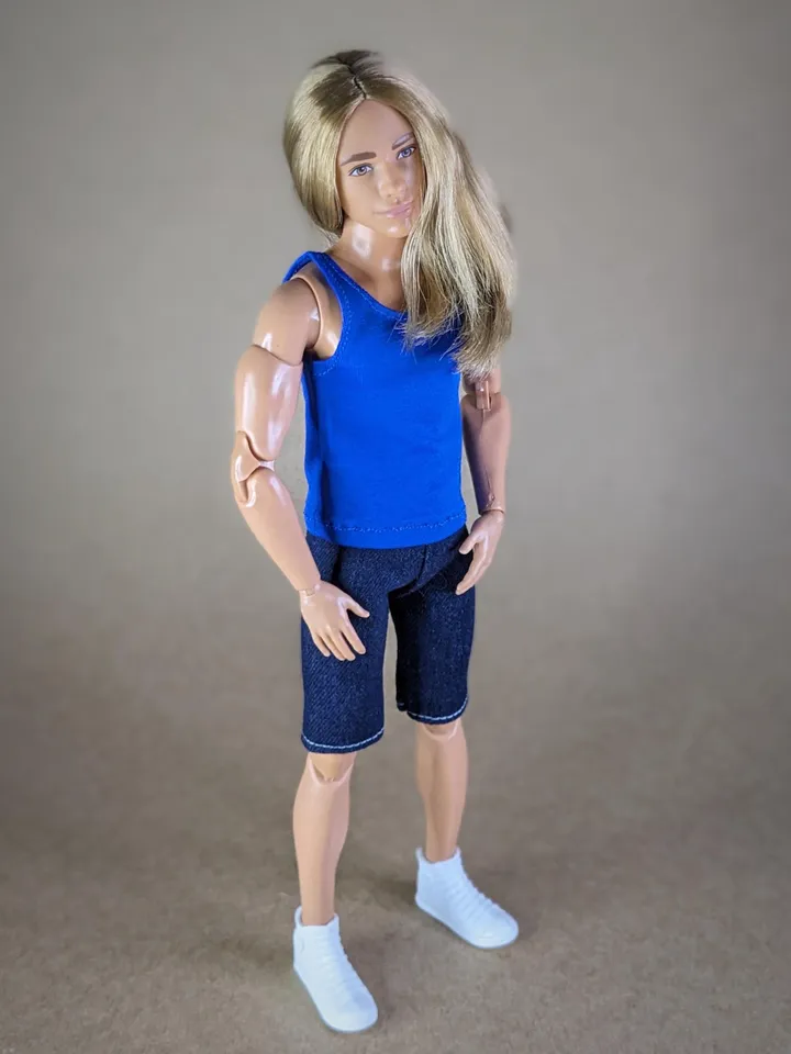 Blue tank top for 12 inch fashion male dolls