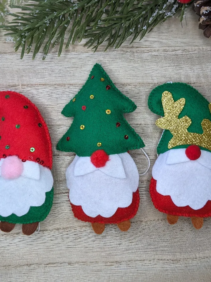 Holiday Gnomes, Felt Christmas Tree Decorations, Scandinavian Gnome, Christmas Gnomes, Swedish Gnome, Set 3 toy