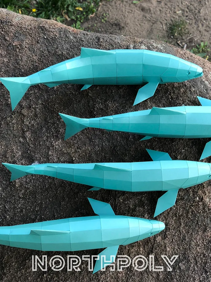 Salmon Papercraft, Fish, Digital Template, PDF Download, Gurko, 3D Low Poly, Pepakura, Origami Sculpture, Paper Party Decoration, DIY Gift