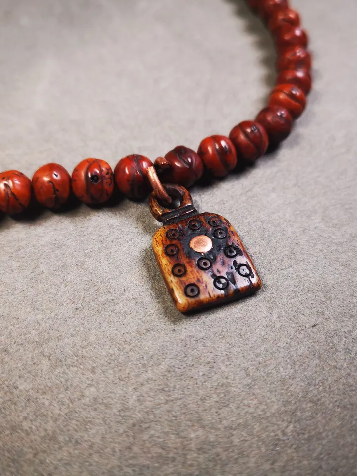 Yak Bone Carved Mantra Dot Mala Pendant,Bead Counter Clip, Prayer Bead Accessories,Gandhanra Tibetan Amulet