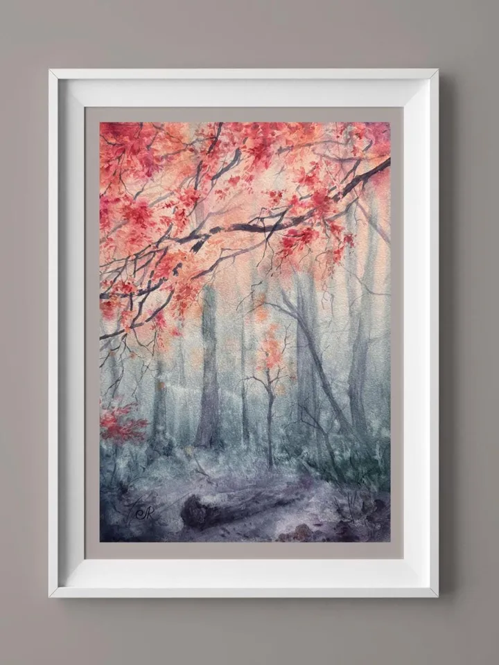 Forest Original Painting Trees Watercolor Painting Forest Landscape Original Art