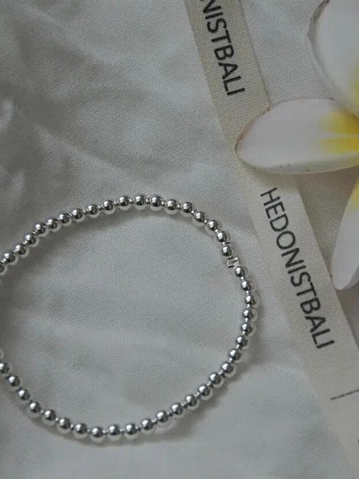 Sterling silver bead bracelet | handmade silver jewelery | tennis bracelet |minimalist jewelery | beaded ball bracelet for women