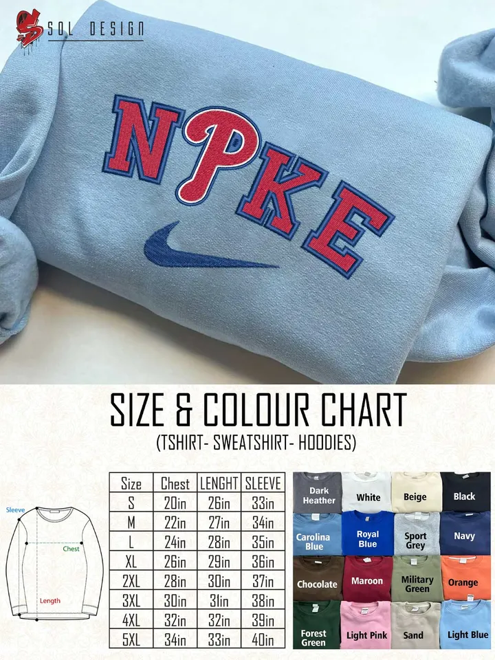 Ni.kee Philadelphia Phillies Team Embroidered Sweatshirt, MLB Phillies Team Embroidered T Shirt, MLB Team Embroidered Sweater, MLB Philadelphia Phillies Shirt, Baseball Team Embroidered Hoodie