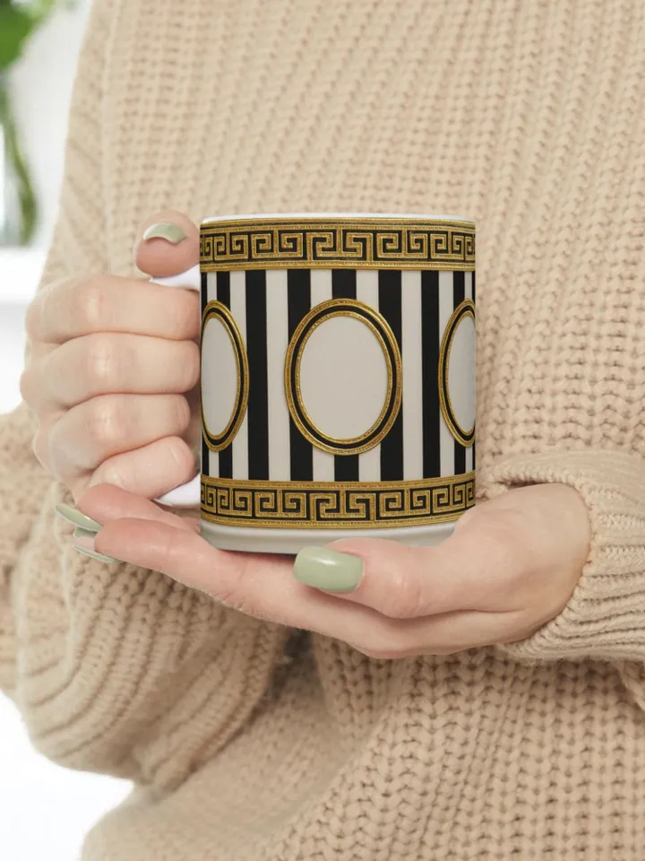 Elegant Greek Pattern Ceramic Mug, Coffee Cup for Home Decor, Birthday Gift, Tea Lovers, Unique Kitchenware, Drinkware, Greek Design Mug