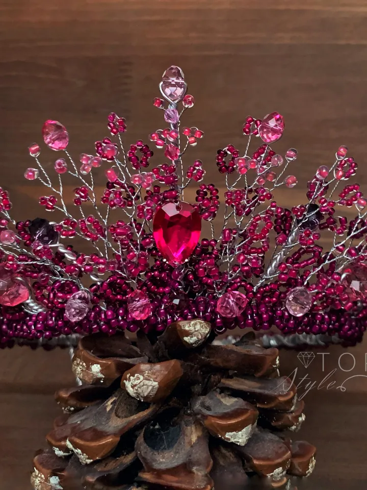 Dark pink crown, Pink tiara, Fuchsia crown, Raspberry tiara,Raspberry crown, Fuchsia tiara, Pink prom crown, Pink diadem