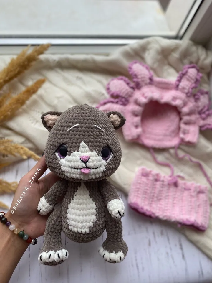 PDF Amigurumi Cat Axolotl pattern, Crochet mexican Axolotl, pink salamander pattern, crochet Axolotl plush toys