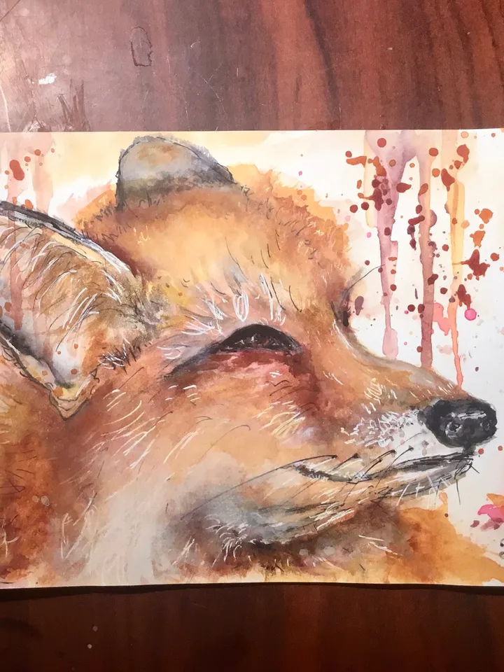Fox original watercolor painting,fox portrait,animals painting,fox wall art,small paintings gifts,aceo watercolor,kids room art.