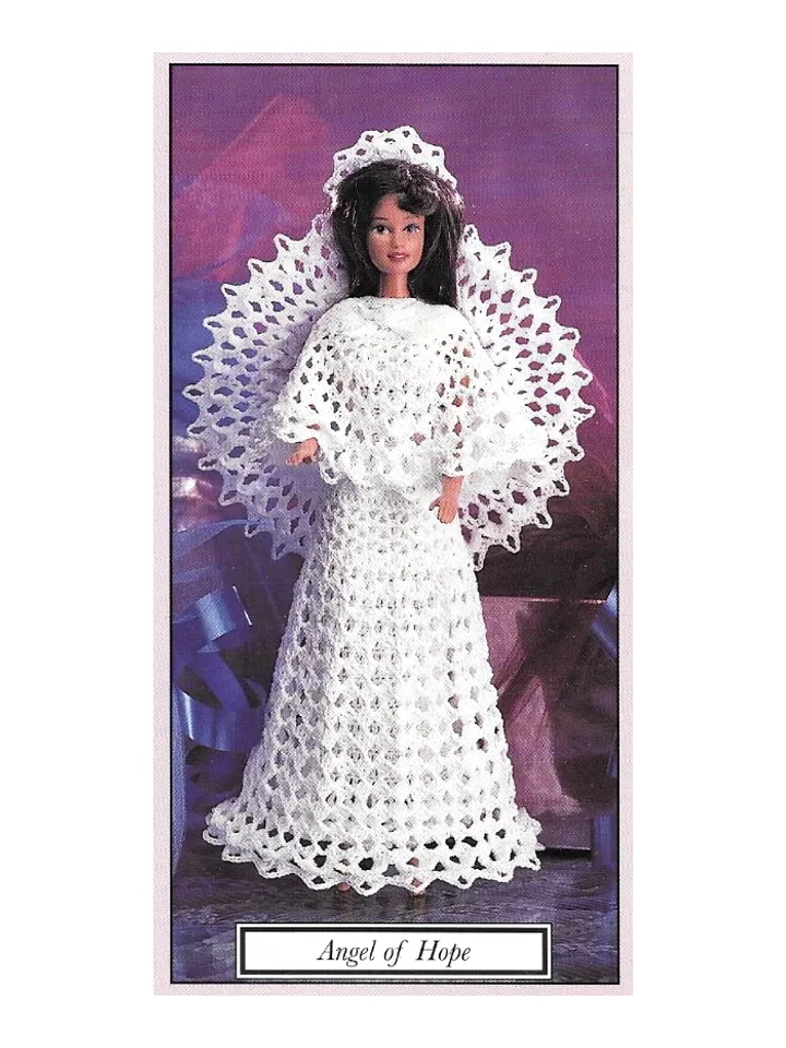 Fashion Doll Angels Dress Barbie Vintage Crochet Pattern PDF Fashion Doll size 11 1/2 inches