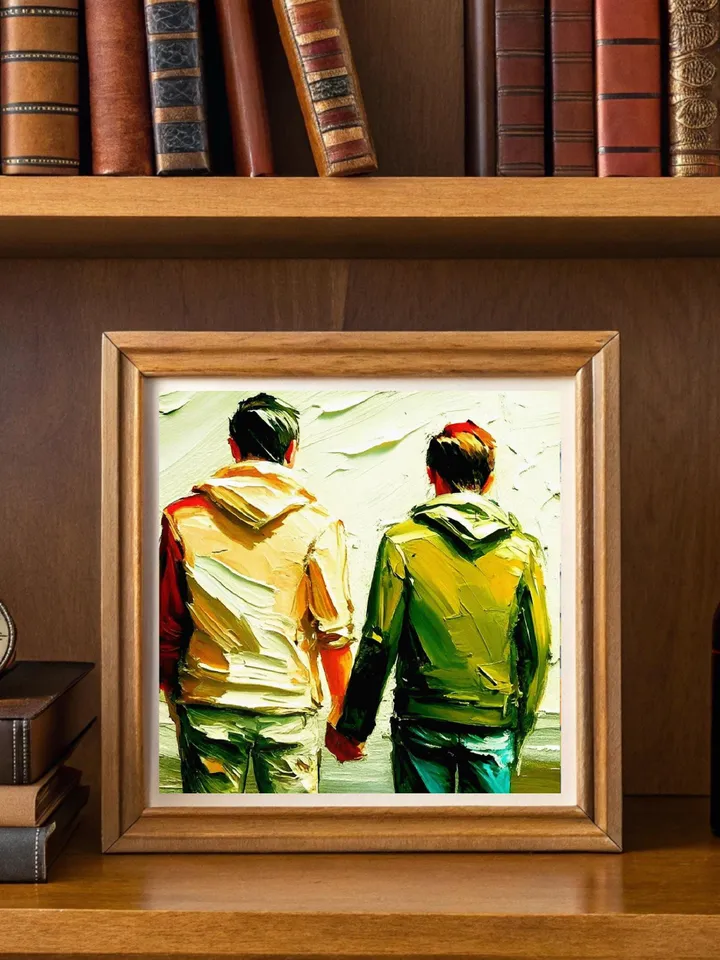Bodies Painting Two Male Impasto Oil Painting Gay Original Art Men's Friendship Artwork Gifts by ArtProkopaloSv