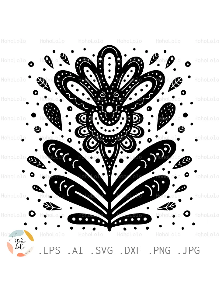 Flower Svg, Flower Linocut, Flower Silhouette, Flower Cricut, Flower Stencil, Flower Clipart Png, Flower Stencil Dxf