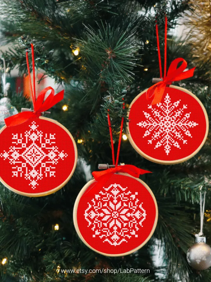 Christmas Bundle Snowflakes, Christmas decor cross stitch pattern, decor, counted, chart, gift DIY, embroidery, instant PDF