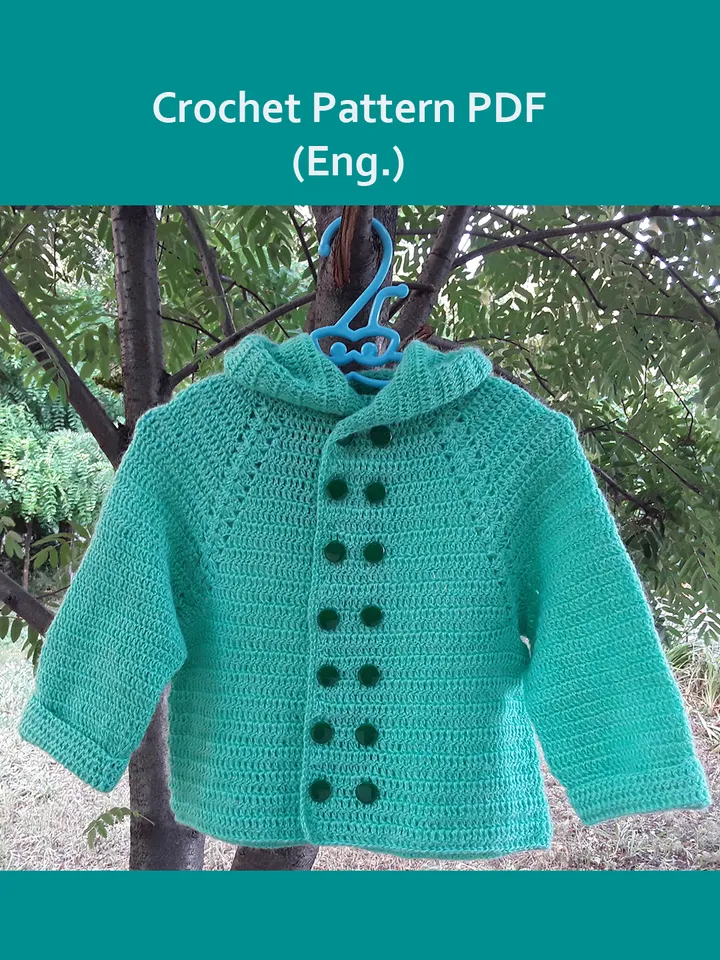 Hooded Baby Cardigan Pattern, Baby Boy Crochet Pattern, Boy Sweater Pattern, crochet Baby Boy outfit, Crochet Baby Boy Jacket Pattern, Toddler clothes, Crochet Toddler Jacket Pattern, PDF file in English