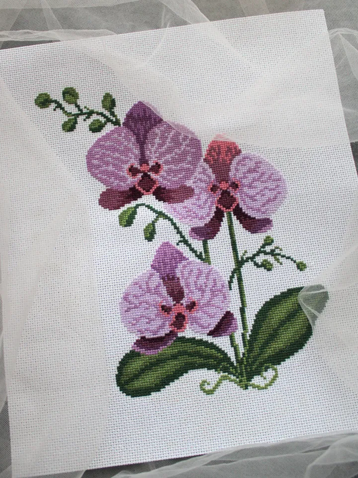 Cross stitch pattern Orchid, digital cross stitch chart PDF