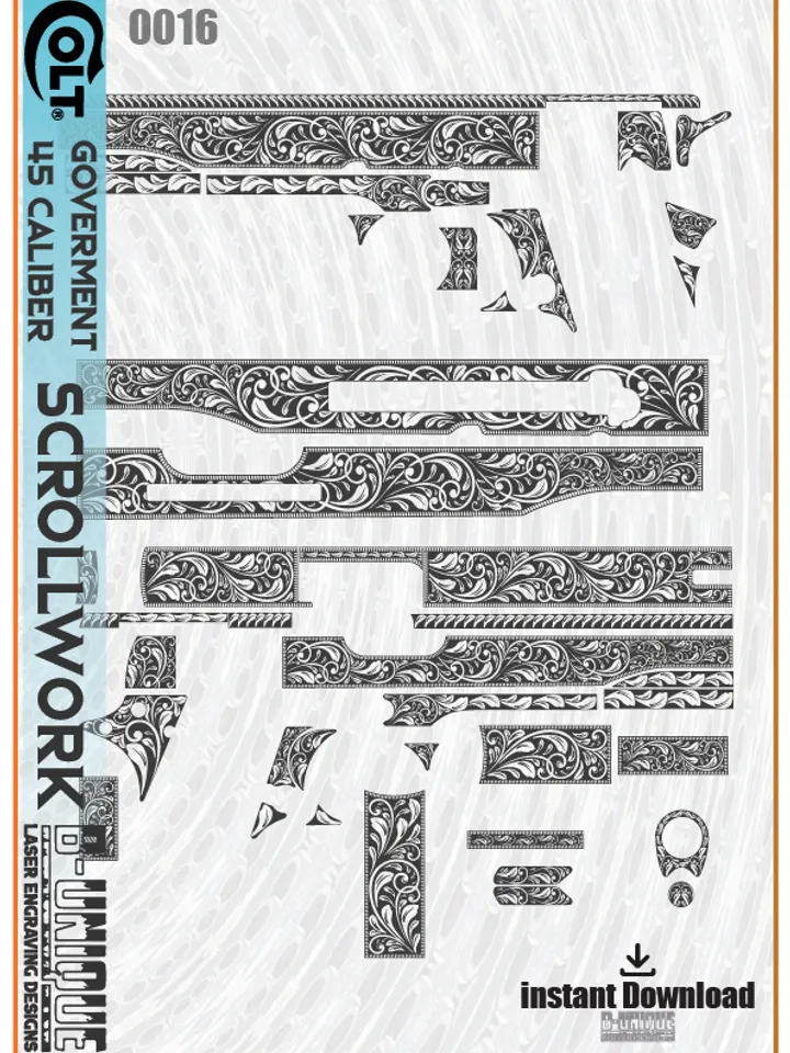 Government colt 45 Calber Border Scrollwork