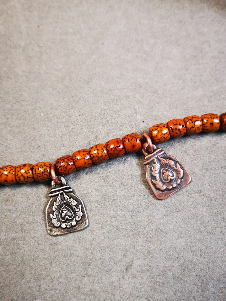 Gandhanra Handmade Mala Counter, Fire Flame Pendant, Prayer Beads Accessories,Made of brass