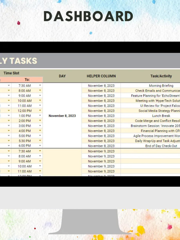Daily Timeline Template, Editable Google Sheets Template, Digital Download, Easy to Use, Hourly Schedule Planner, For Personal & Work Tasks