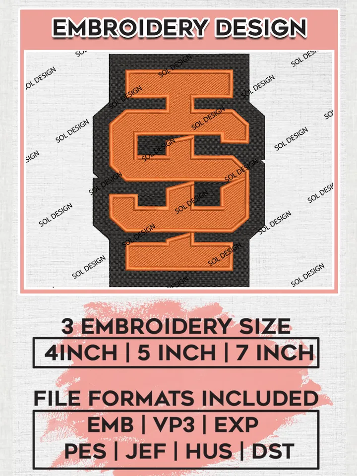 NCAA IS Bengals Team Logo Embroidery Design Files, NCAA Idaho State Bengals Machine Embroidery, NCAA Teams, 3 sizes, NCAA Machine embroidery designs, Digital Download