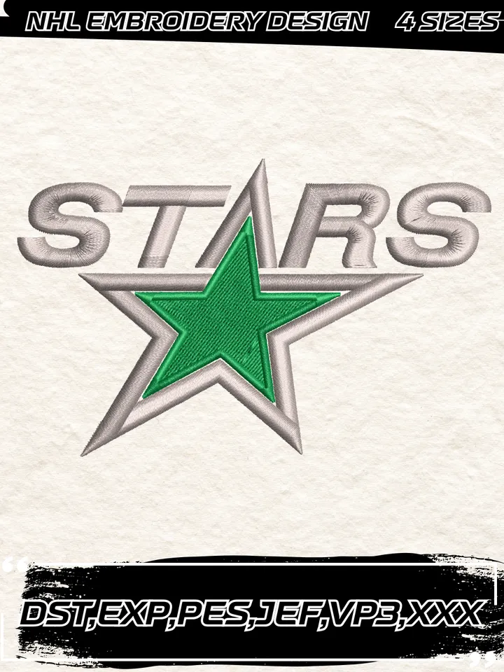 Dallas Stars Jersey Logo Embroidery Designs,NHL Logo Embroidery Files, Machine Embroidery Design File, 4 Sizes,Digital Download