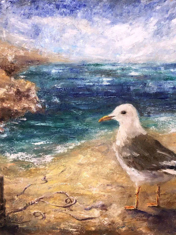 Seagull Painting Beach Oil Painting Seascape Painting Original Sea Painting Coastal Wall art