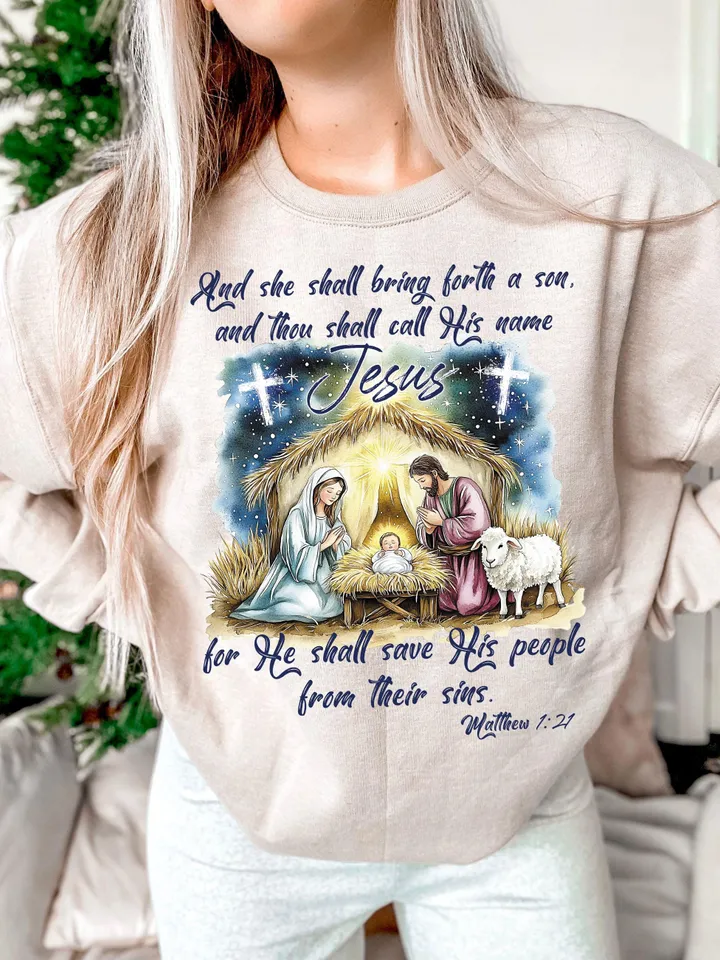 Jesus Christmas PNG, She Shall Bring Forth a Son PNG, O Come Let Us Adore Him, Nativity Scene PNG, Christian Christmas Png, Coquette bow png